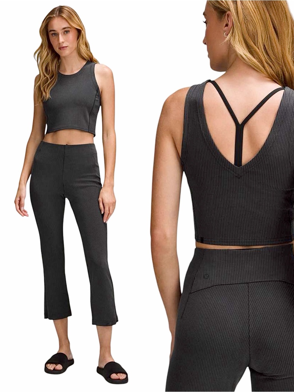 Lululemon – Ribbed Softstreme Cropped Tank Top – Black – Sz. 6